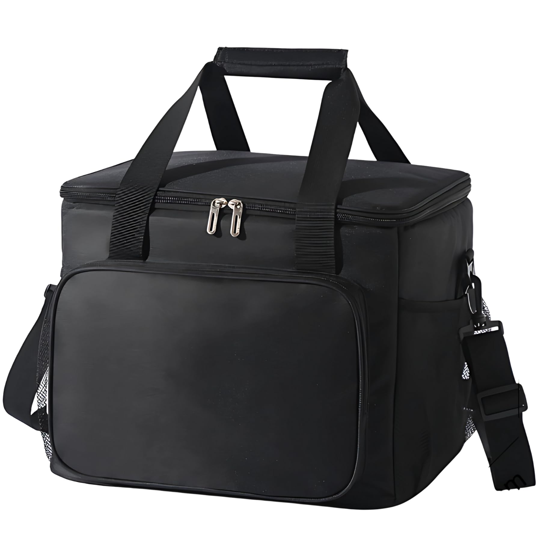 

Mellbo Cooler Мягкий Изолированный Кулер Большой Вместимости с Внешним Боковым Ручным или Плечевым Алюминиевый Черный Ящик, Сумка, Складной, (27л), Карман, Сеть, чёрный