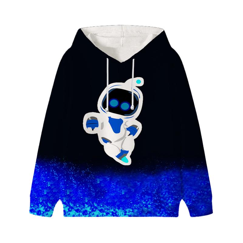 Astro Bot Hoodies Baby Unisex Cartoon Print Long Sleeve Tops Astronaut Toddler Boys Girls Casual Sweatshirts Outfits