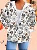 Halloween 3D Printed Hooded Cardigan Plus Size Autumn Winter Retro
