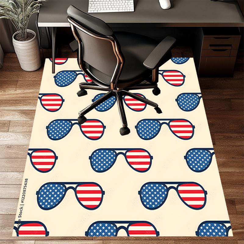 American Flag Polyester Carpet, Soft Indoor Mat for Office Chair, Living Room, Computer Desk - Decorative Home Office Rug Design