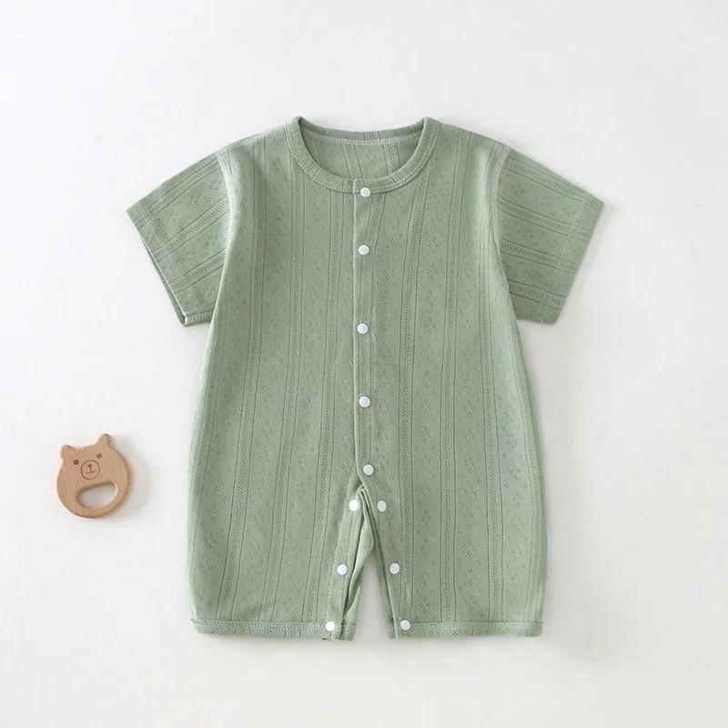 Baby Short Sleeved Jumpsuit Summer Newborn Breathable Mesh Air Conditioning Suit Boys Girls Infant Thin Sleepwear Crawling Suits
