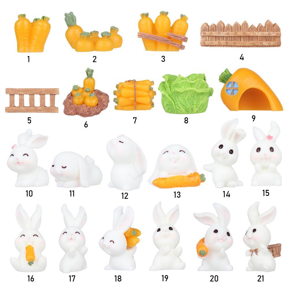 Urocza Figurka Królika z Marchewką Zwierzątko Wielkanoc Boże Narodzenie Dekoracja Domu Miniaturowy Ogród Dekoracja Tortu Akcesoria Nowoczesna Figurka Prezent