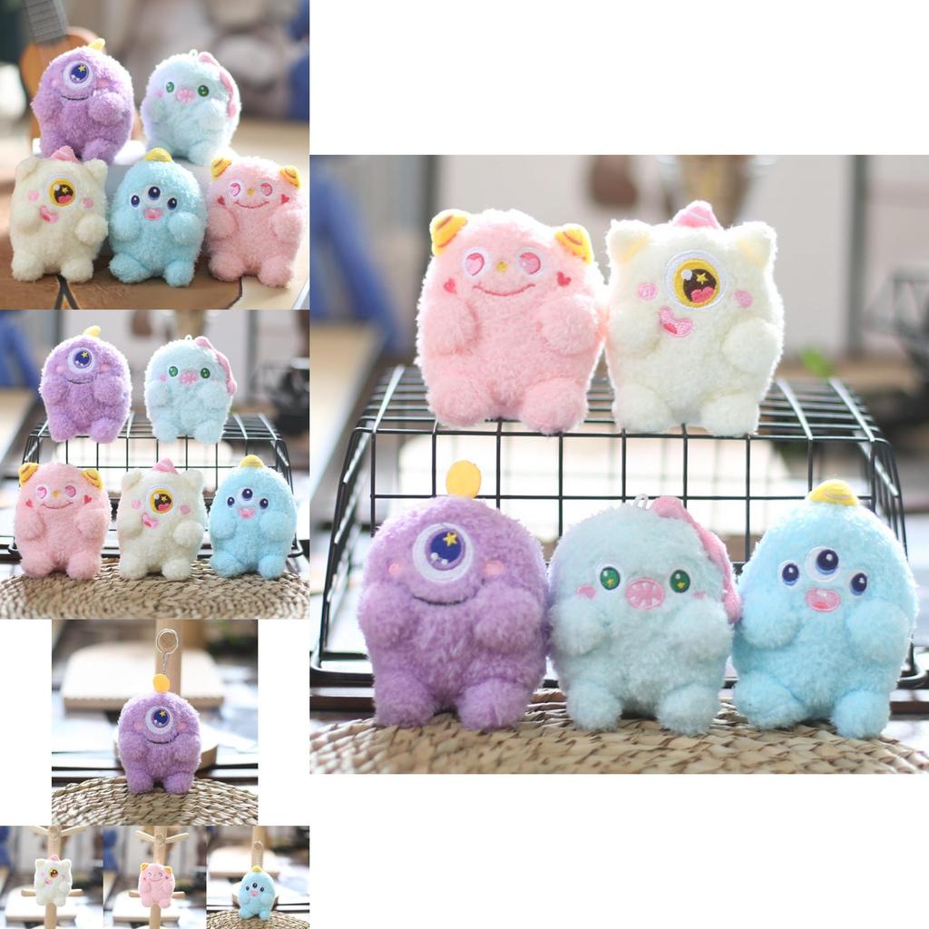 Charmantes kleines Monster Schlüsselanhänger Plüsch Entzückender Cartoon-Stil Weich und kuschelig mit großen Augen