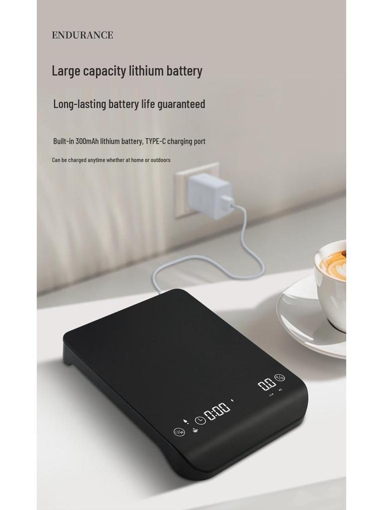 Rechargeable Smart Coffee Scale - 3kg Capacity, 0.1g Precision, Fast Charge & Timer