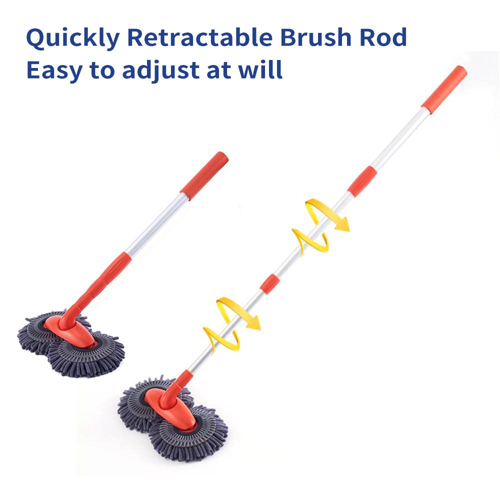 Long Chenille Microfiber Wash Mop with Extension Pole Rotatable Dual Head Car Wash Brush