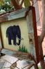 Old Wooden Frame Elephant Glass Painting  Rustic Farmhouse Wall Decor