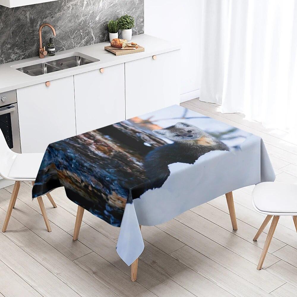 Cute Mink Animal Tablecloth Party Restaurant Table Decoration Waterproof Rectangular  Kitchen New Home
