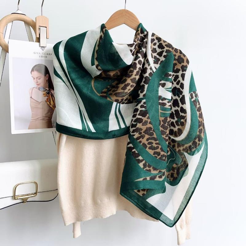 Vintage Leopard Print French Style Long Scarf Shawl For Travel