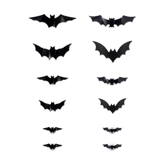 LED Wall Lamp Halloween Stickers, Glow-in-the-Dark Bat & Spider Decorations, Battery-Powered Hanging Ornaments Decor for Haunted House Party,