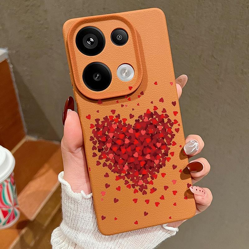 Cute Cartoon Love Hearts Case For Xiaomi 13T Pro Redmi Note 15 Pro 4G Redmi Note 14 13 Pro+ 5G Leather Texture Silicone Cover
