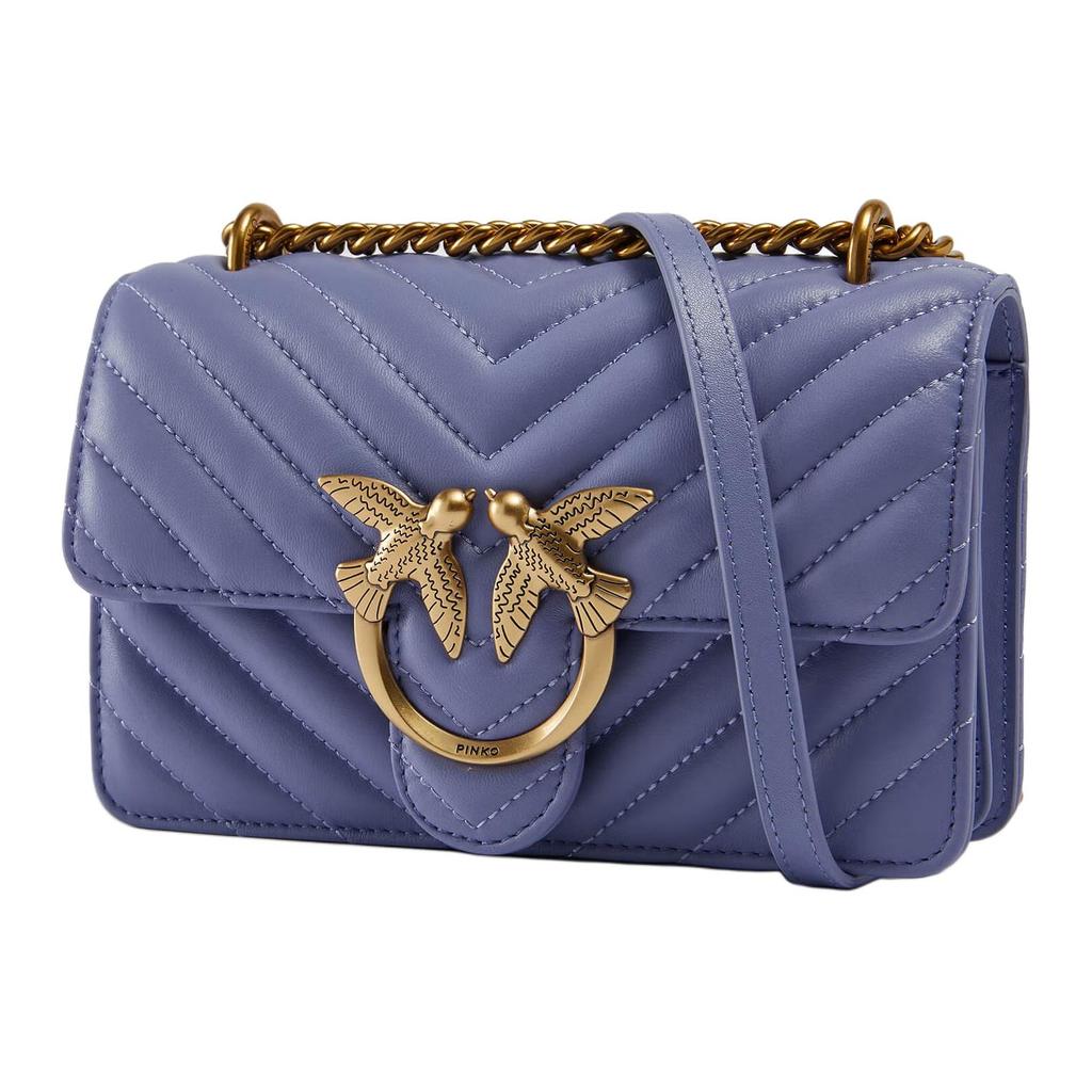 New PINKO Love Icon Nappa Leather Crossbody Bag, Shoulder Bag Women's Blue 1P22UJ-A03Z-Y79Q