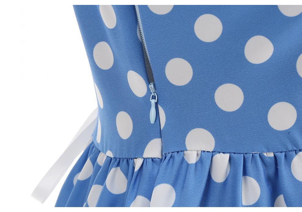 Retro Hepburn Style Polka Dot Wide Hem Dress