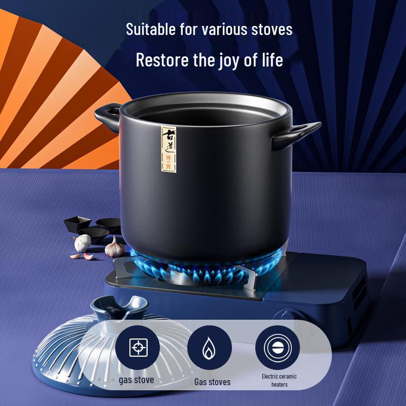 Triangular Dragon 6L Japanese Glazed Ceramic Gas Stew Pot