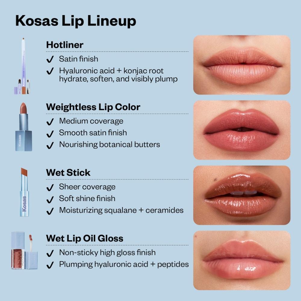 Kosas Wet Lip Oil Aufpolsternde Peptid-Lippenbehandlung Glanz .15 Unzen 4,6 ml Quallen Klar