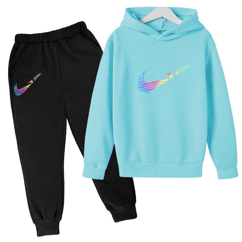 2026 Children Hoodie Letters Sports Pullover3-13Yrs Coat Sweatshirt+Pants -piece Set Boy Girl Toddler Clothes Fashion Set