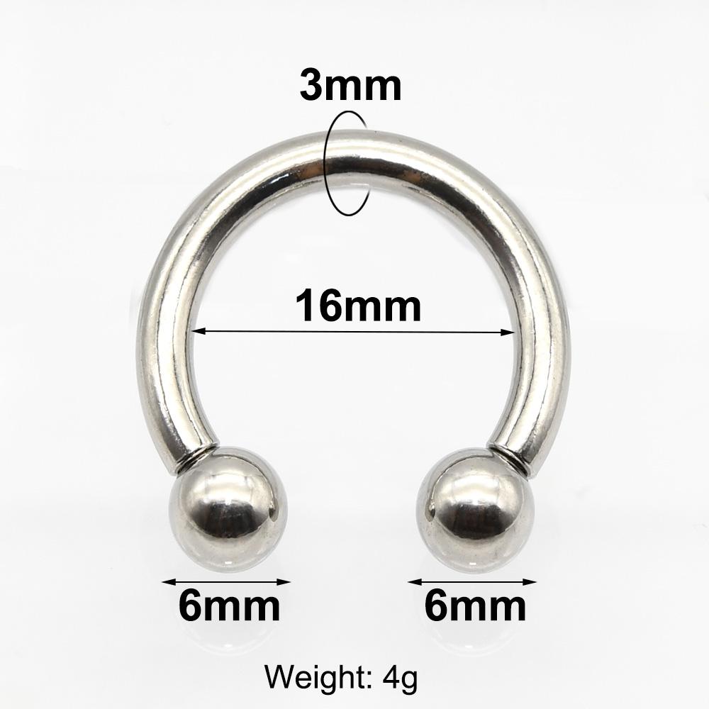 12G-00G Velký průměr Kruhový činkový kroužek z nerezové oceli s vnitřním závitem Piercing do nosu Septum Piercing Rozšiřovač Náušnice do laloku