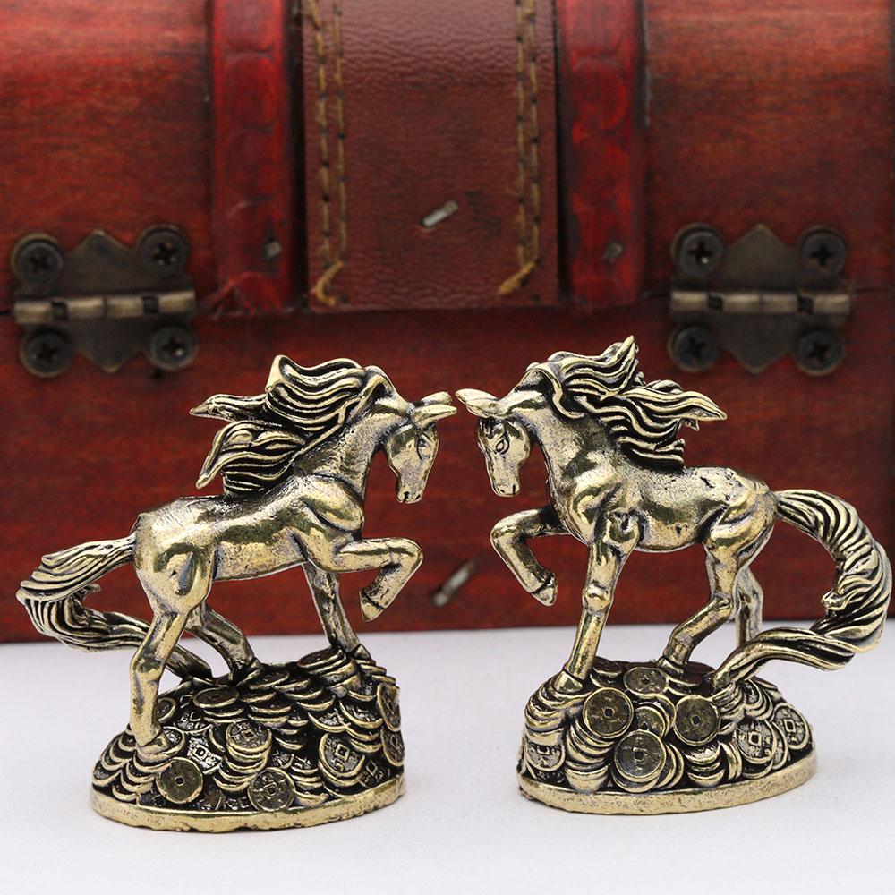 Vintage Brass Horse Figurine Money Stepping War Horse Ornament 2026 Zodiac Horse Home Office Desktop Decoration
