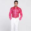 Men's Luxury Sequined Shirt Form-fitting Formal Shirt for Wedding Single-breasted Shirt with Long Sleeves Lapels