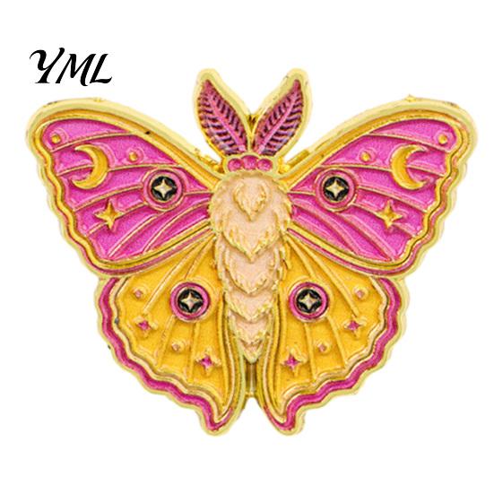 Artistic Alloy Pin Vintage Enamel Moth Brooch, Cartoon Insect Lapel Pin, Men Animal Backpacks Badge Women Jewelry Accessories for Suit Dress
