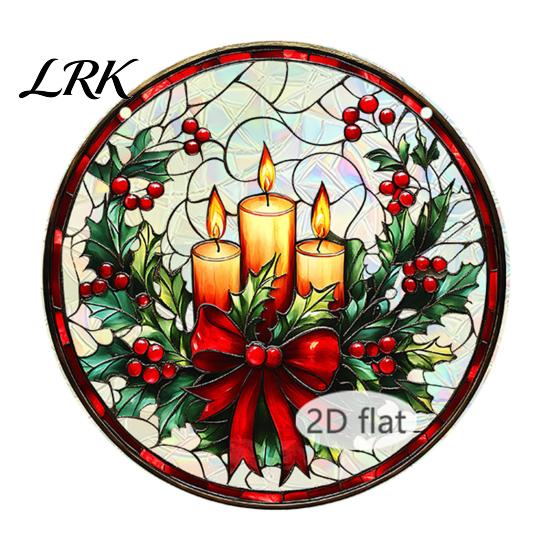 Decorative Chains for Hanging Ornaments Christmas Acrylic Window Decor, 2D Holographic Stained Glass Art Indoor Festive Atmosphere Decor Ornament with