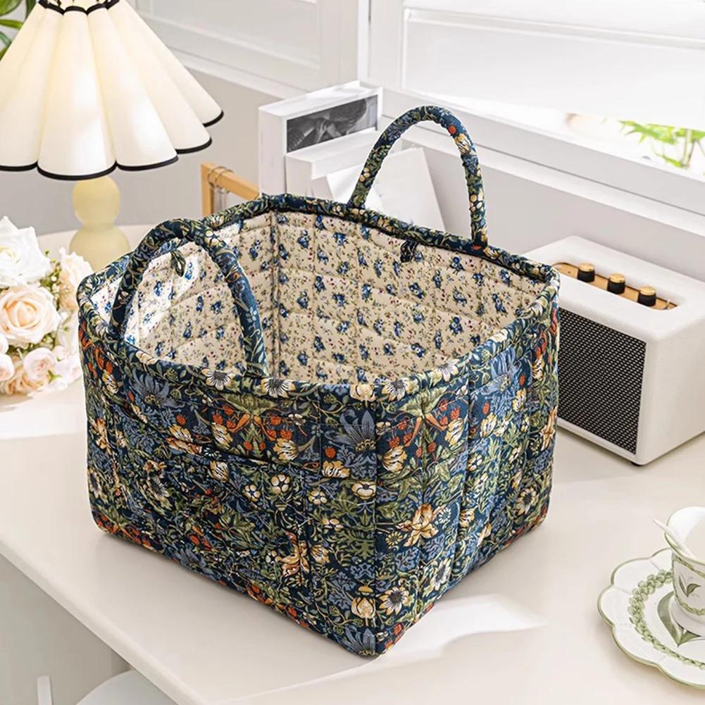 Boho Fabric Storage Basket Portable Quilted Laundry Hampers Collapsible Dirty Clothes Underwear Sorting Laundry Baskets