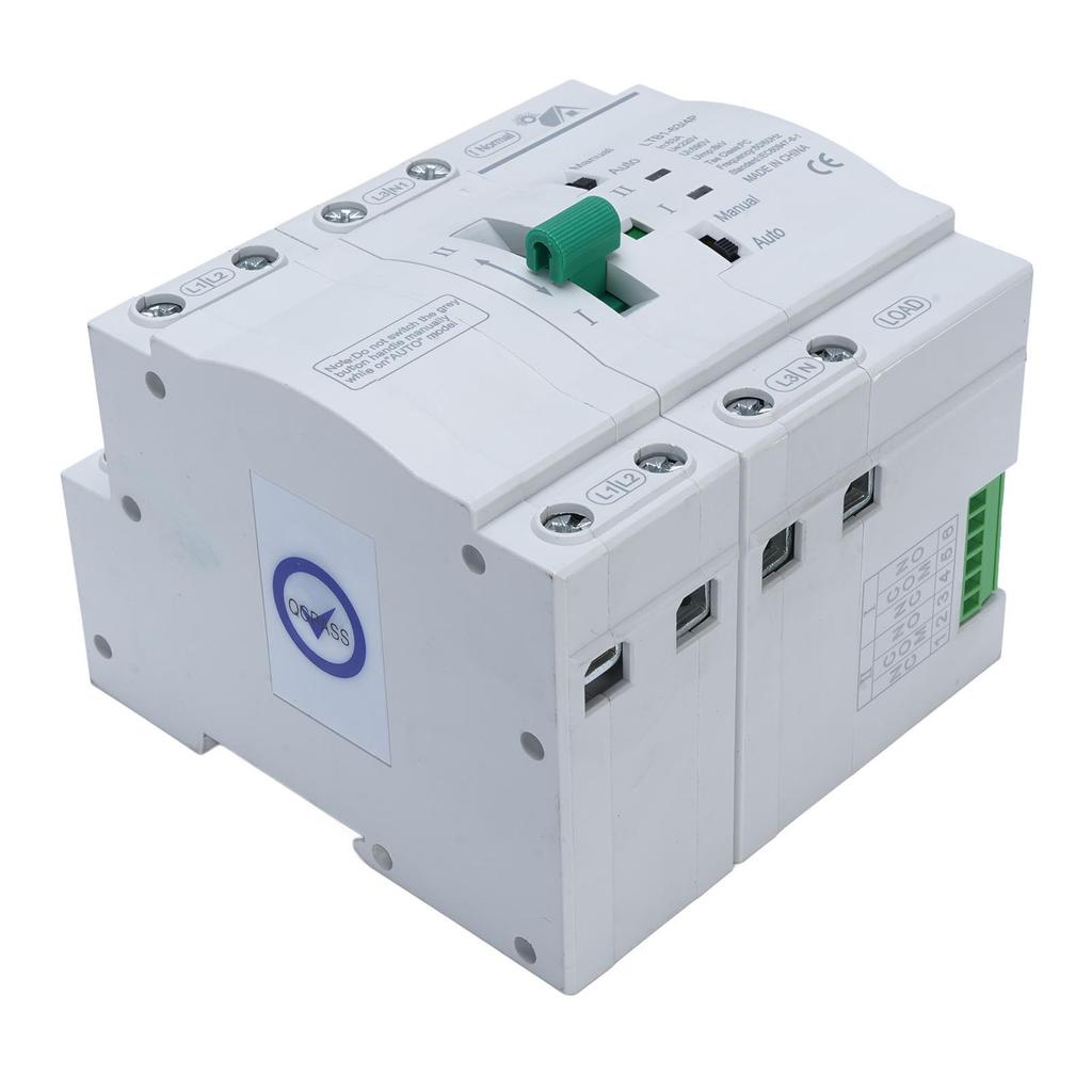 Double Power Automatic Transfer Switch 4P Photovoltaic To Mains DIN Rail Mount Electrical Selector Switch 63A