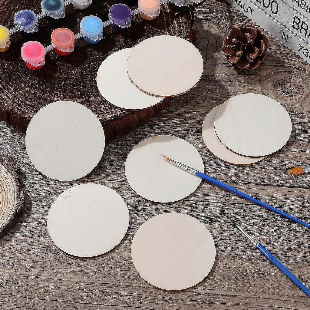 Beige Holzscheiben für Bastelarbeiten 100 Stück Unfertige Holzkreise