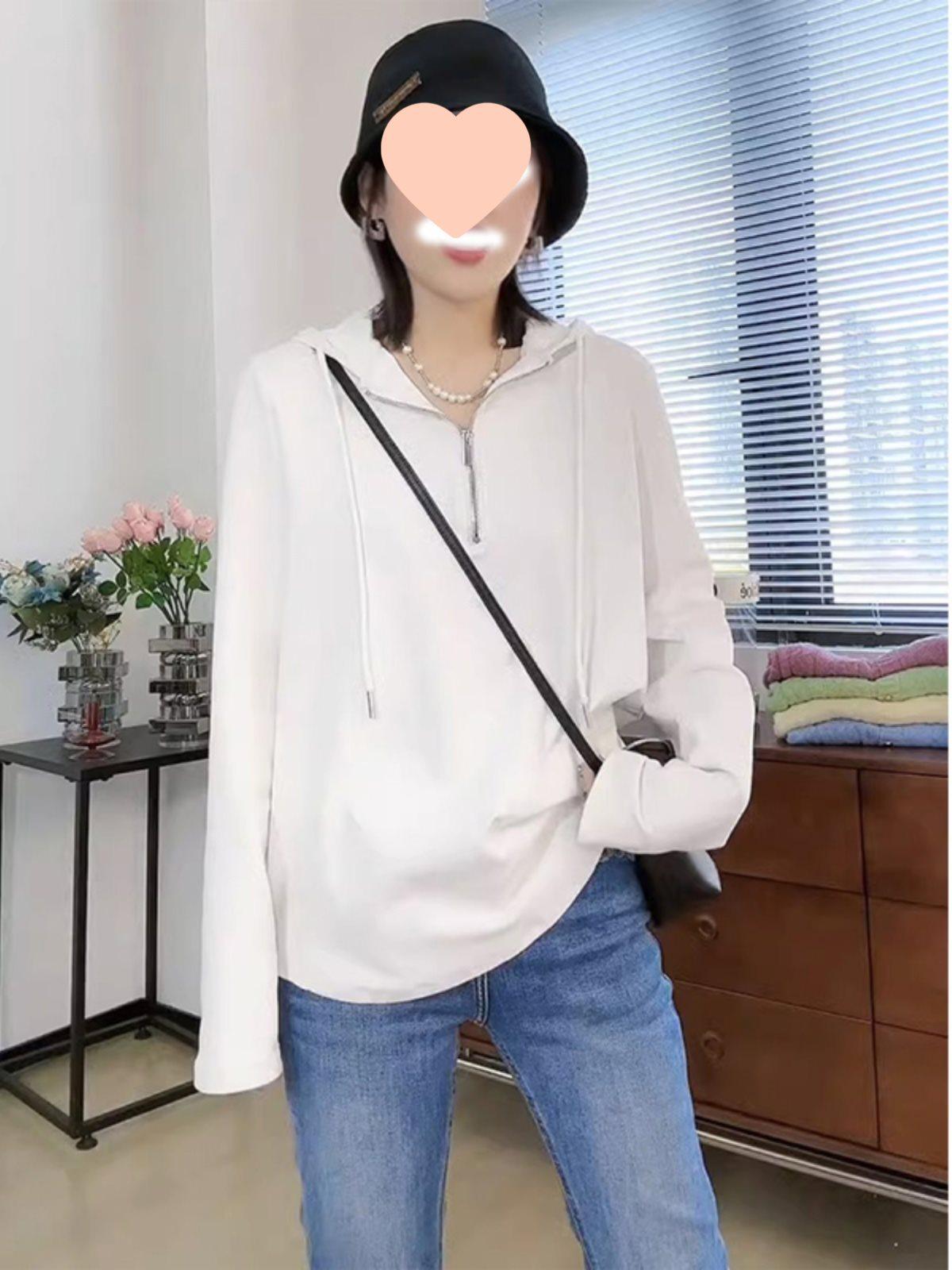 

Женская толстовка с капюшоном больших размеров - Приталенная, С длинным рукавом, Закрывающая живот, Осень 2025 XL - 118-136 Jin