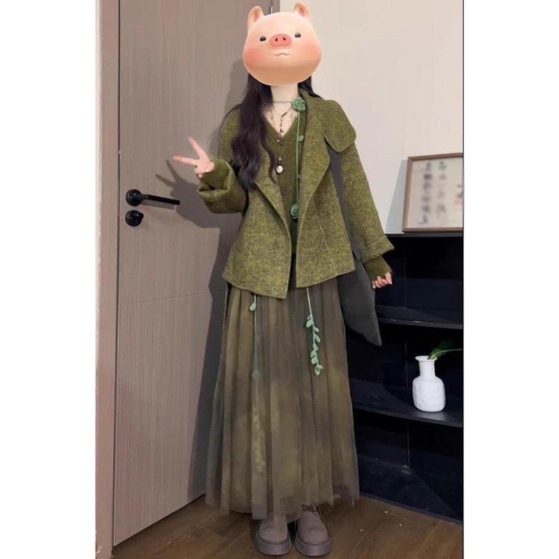 

Women s Autumn-Winter 2025 Elegant V-Neck Cardigan and Skirt Set 2XL [130-145 lbs]