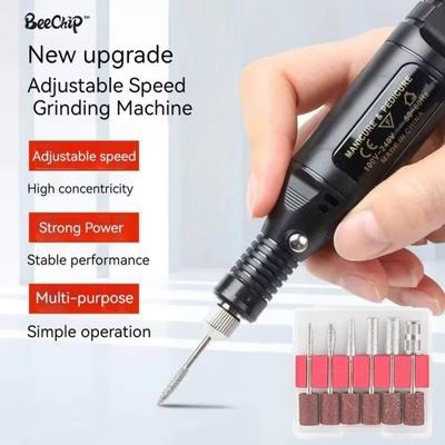 Electric Nail Drill High Efficiency Heat Dissipation Multifunctional Nail Drill Tool Household Fast Charging Black
