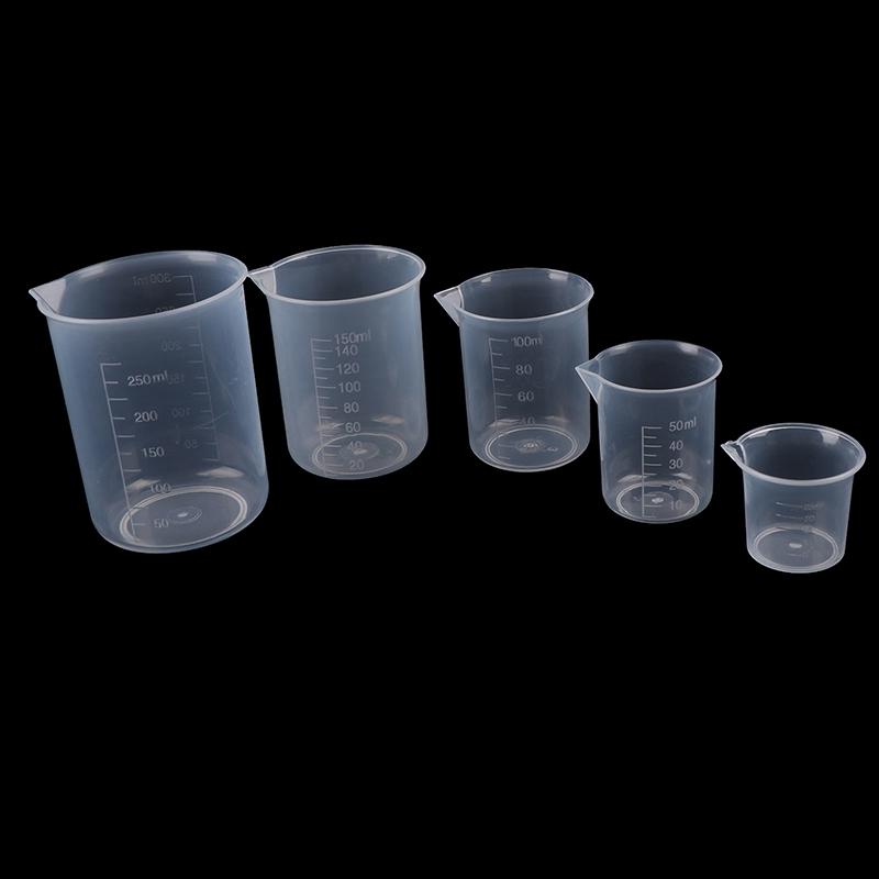 2Pcs Transparent Kitchen Laboratory Plastic Volumetric Beaker Measuring Cup