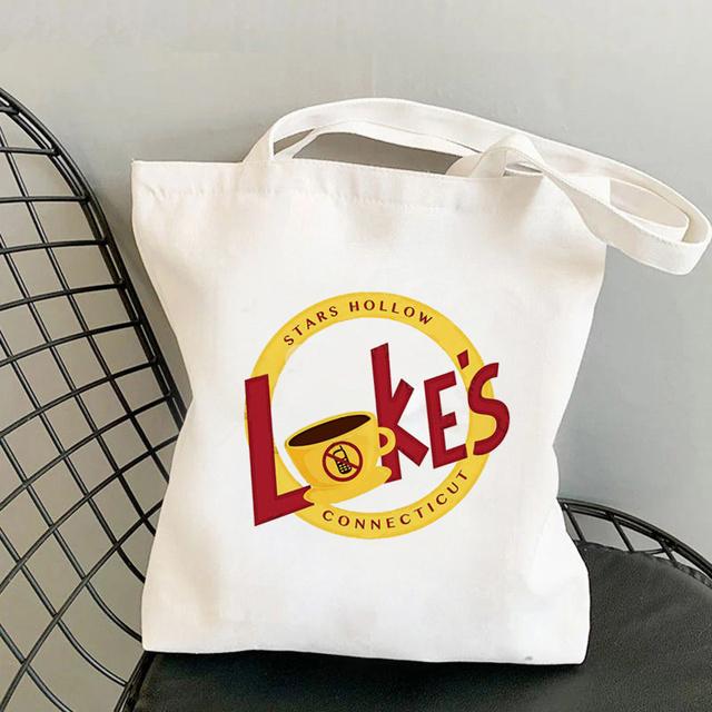 Shopper Gilmore Girls Luke's Printed Tote Geantă Femei Harajuku Shopper Geantă de mână Geanta de umăr Geantă de cumpărături Lady Canvas Bag
