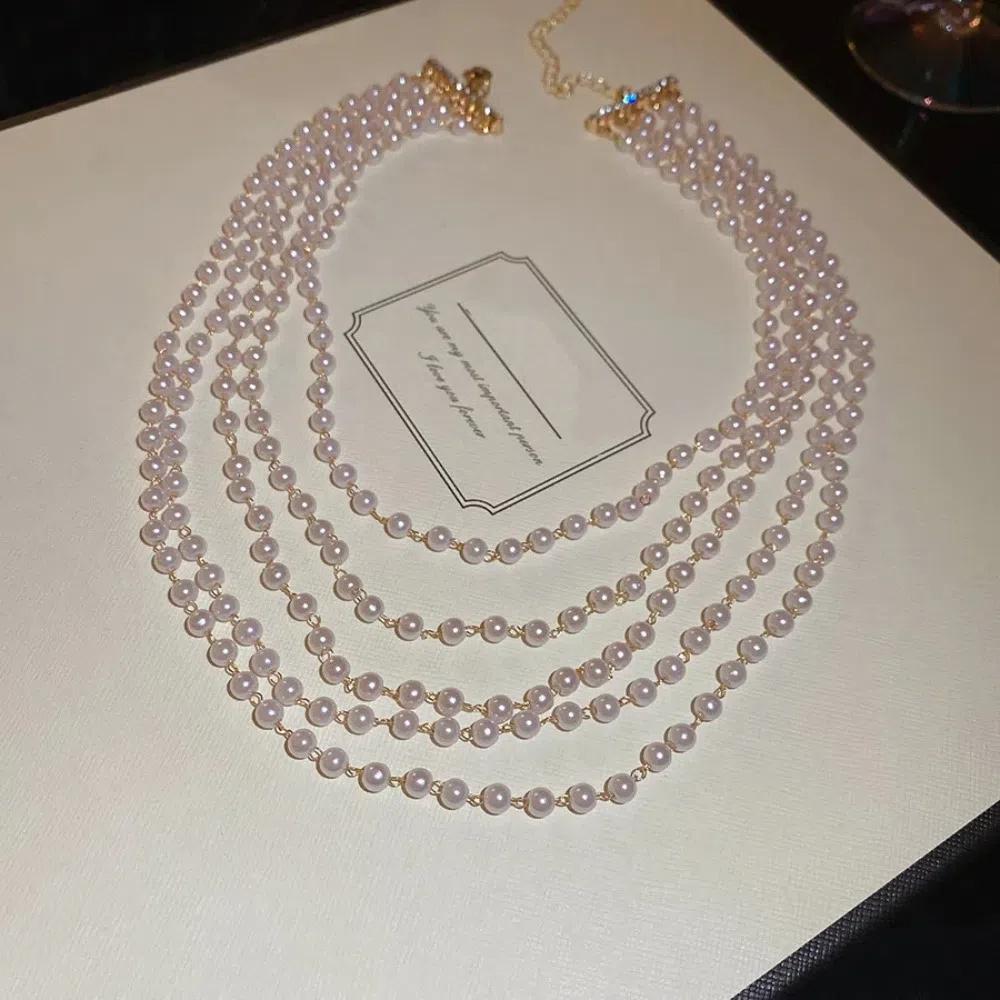 Pearl Multi-layered Pearl Necklace Jewelry Pearl Choker Daily Korean Pearl Necklace  Women