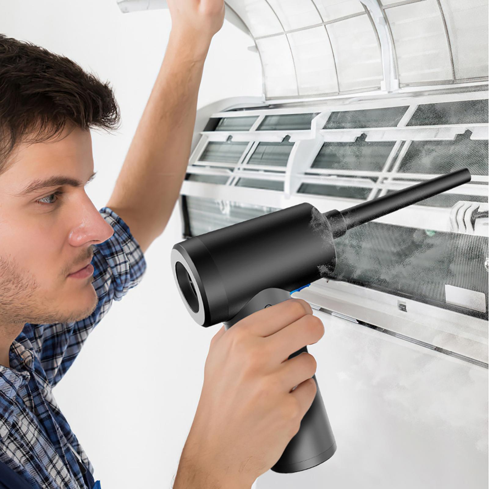 

Многофункциональный беспроводной электрический пылесос-воздуходувка 2 в 1 для удаления пыли со светодиодной подсветкой, мощный 50000 об/мин 100 Вт чёрный