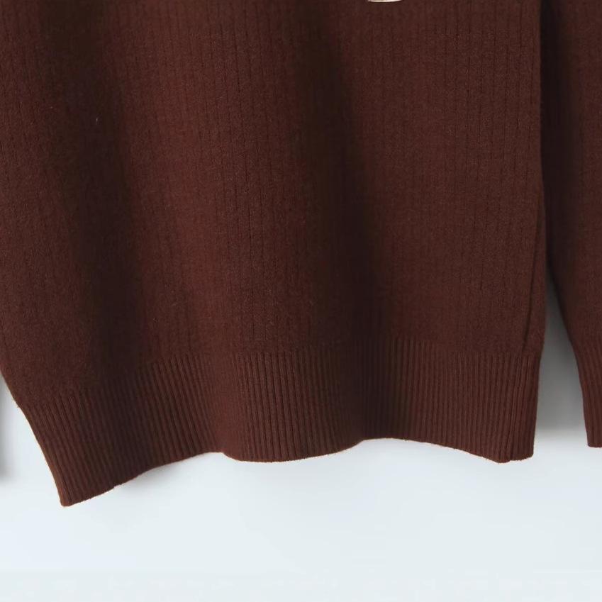 2024 Autumn Women's European & American Style Fleece-lined Warm Pullover Sweater