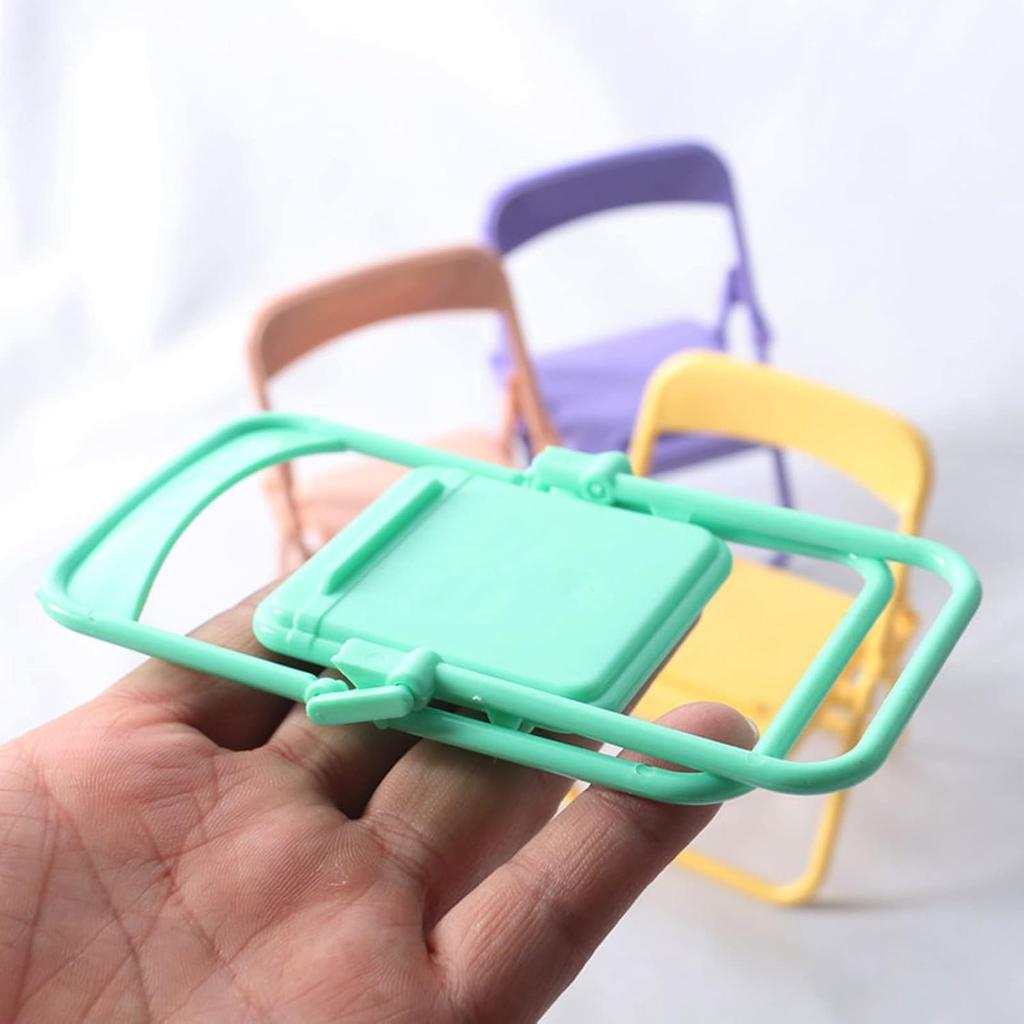 Multicolor Simulation Mini Folding Back Small Chair Model Dollhouse Miniature Plastic Scene Prop Micro Landscape Dollhouse Furniture Mini Chair