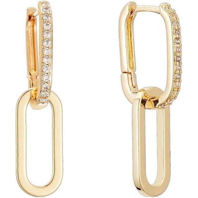 18K Gold Plated Paperclip Earrings Trendy Hypoallergenic Link Earrings For Women Chain Statement Earrings Dangle Hoops Rectangle Earrings Jewelry For