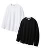 Alvin Clo [2Pack] Double Cotton Plain Oversized Long Sleeve Tee 2-Piece Package