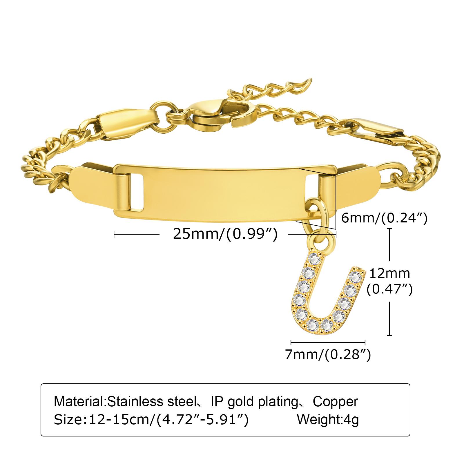 

26 Initial A-Z Free Custom Name Date Bracelets Amulet Gift Jewelry, Anti Allergy Stainless Steel Chains Bracelet 12-15cm