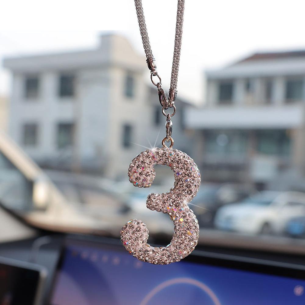 Car Pendant Interior Rearview Mirror Crystal Numbers Decoration Car Hanging Ornament Car Hanging Accessories