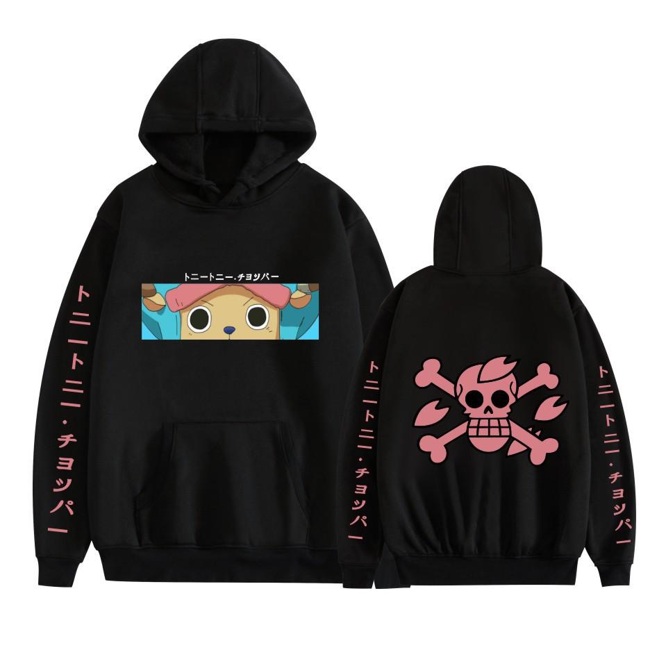 

ONE PIECE Anime Hoodie Graphic Printed Sweatshirts Casual High Street Oversized Pullovers Man Women Long Sleeve Sweatshirt XS чёрный