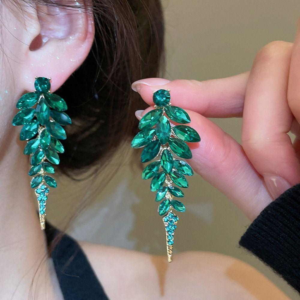 Full Drill Tassel Earrings Silver Needle Dangle Earrings High-End Stud Earrings  Wedding