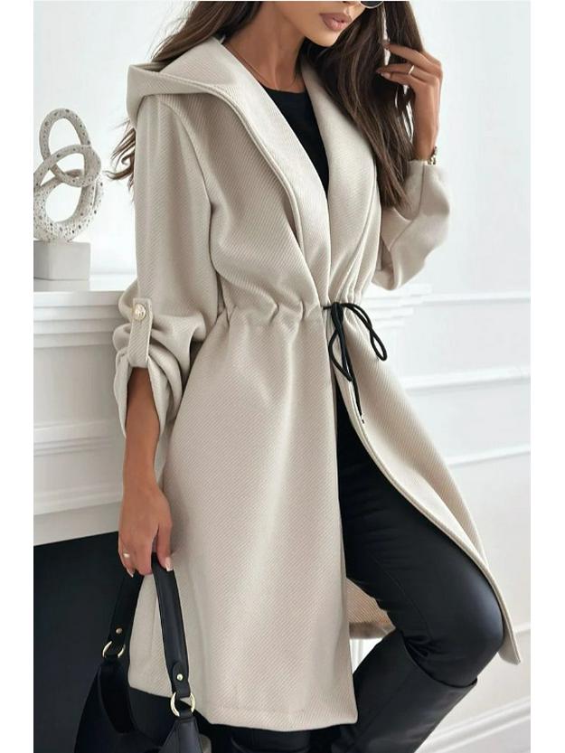 

Women s Casual Lace-up Hooded Lapel Coat - Long Sleeve Autumn/Winter 2025 Collection 5XL абрикосовий