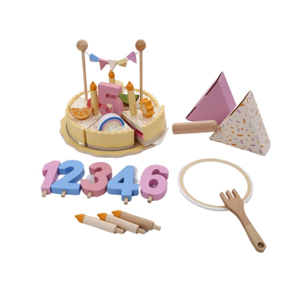 Children s Simulation Wooden Birthday Cake Toys Pretend Play Cutting Food Game Children Role Play Toy Gifts for Boy Girl