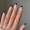 Black White French Tip Press-On Nails Minimalist Style Self-Adhesive Nail Tips Daily Wear