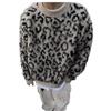 Unisex retro pletený svetr s leopardím vzorem: Hipster Cool Svetr s kulatým výstřihem a plyšovým mořským koníkem