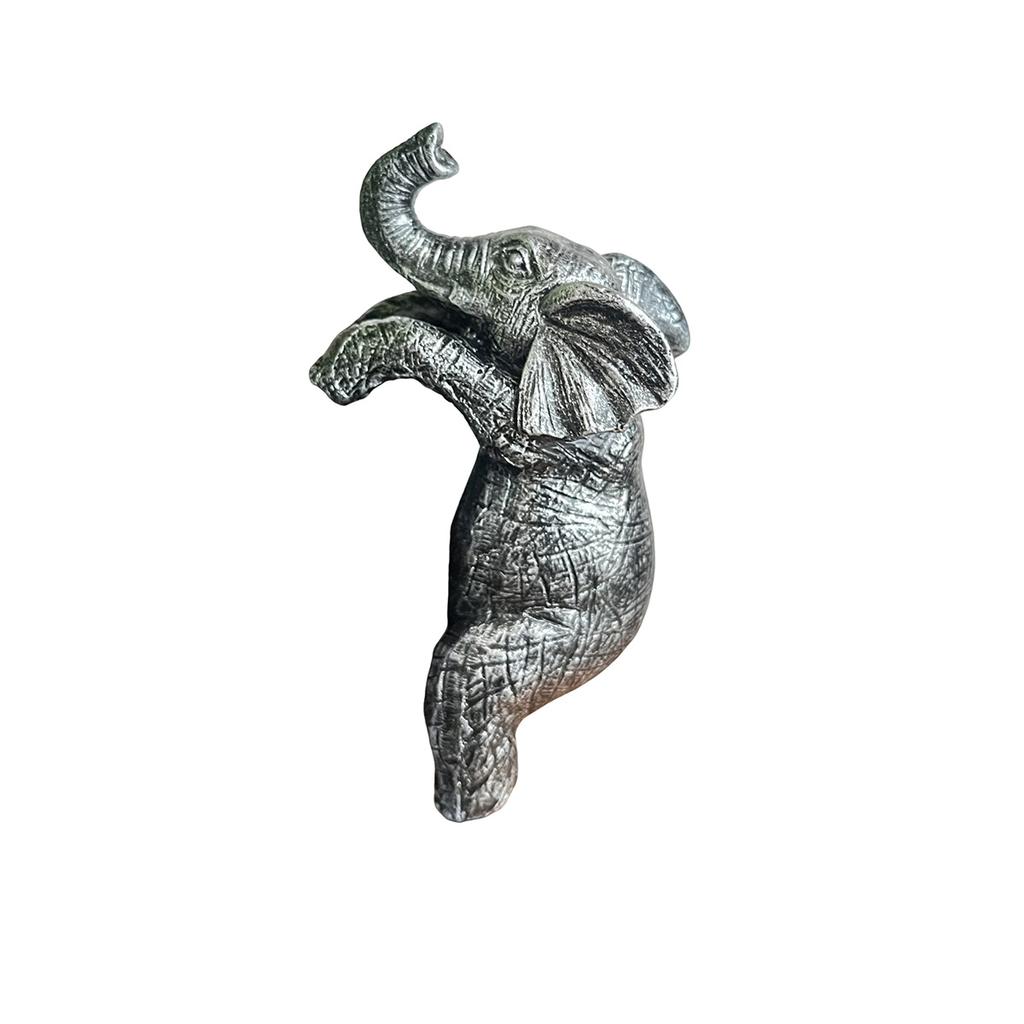 1Pc Resin Silver Elephant Hanging Flower Pot Hanger Decoration, Garden Art Decoration, Flower Pot Small Statue Garden Decoration