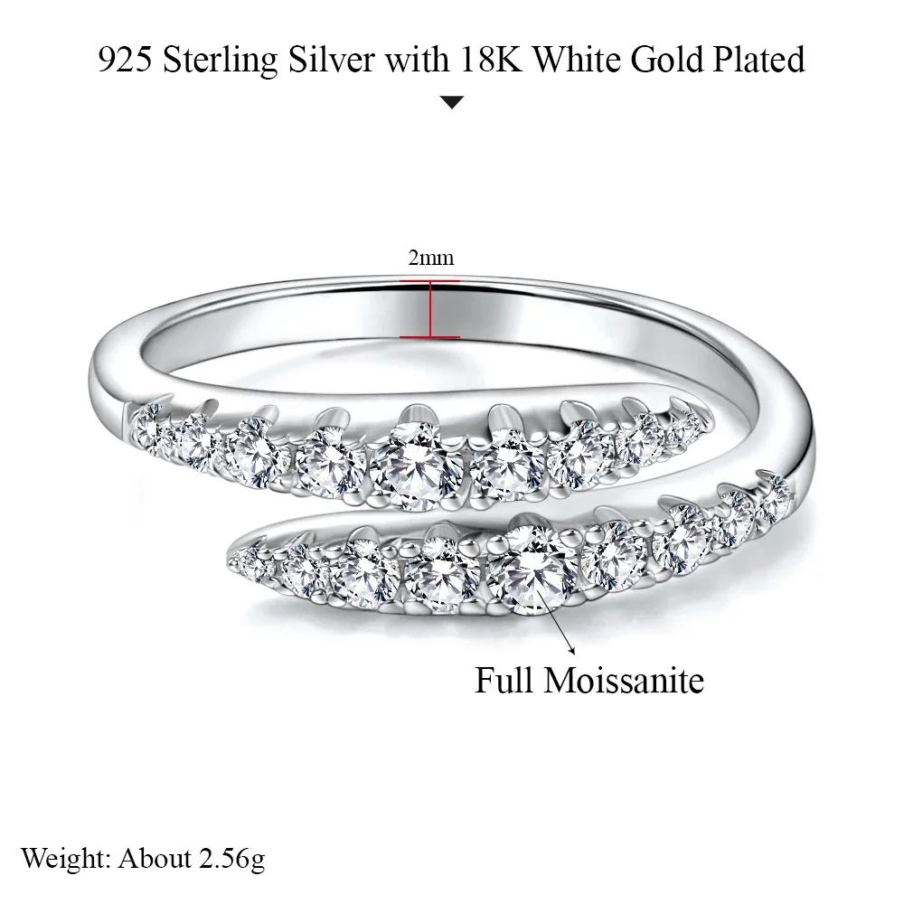 Real Moissanite Ring for Women Wedding Band 925 Silver Engagement Rings D Color VVS1 Lab Diamond Rings Fine Jewelry 4.5&925 Sterling Silver белый