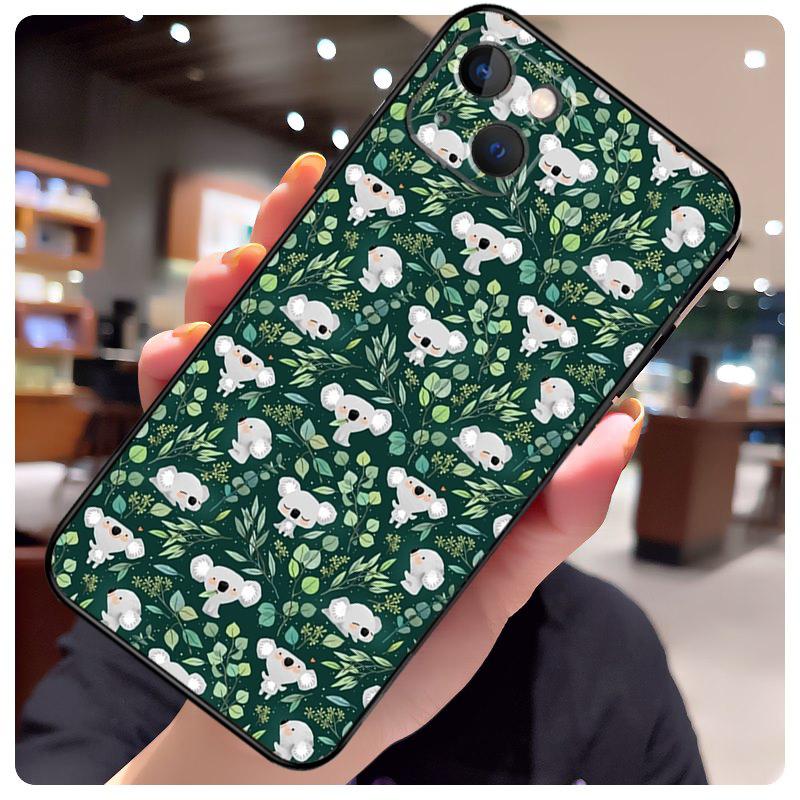 Cartoon Painting Animal Koala Phone Case For iPhone 16 11 12 13 Mini 14 15 Pro Max X XS Max XR Plus Cover Bag