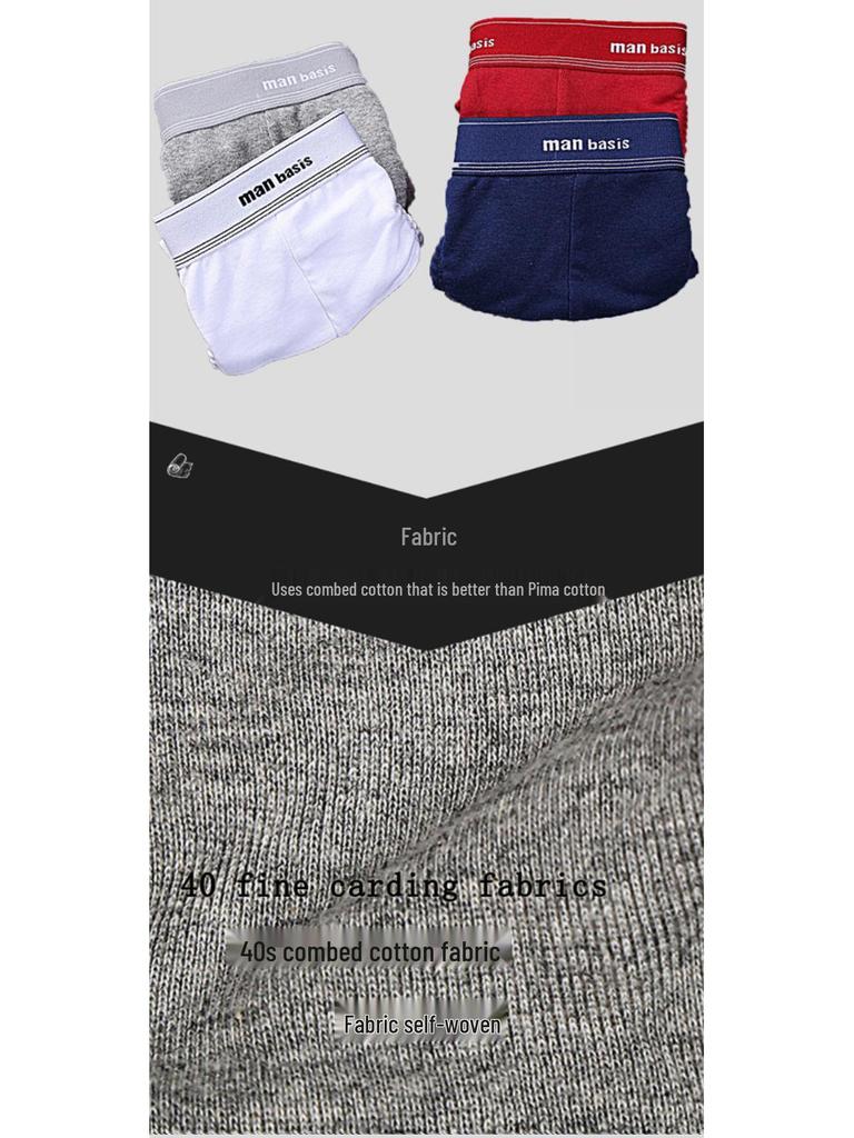 Men's Plus Size Mid-Rise Breathable Cotton Briefs